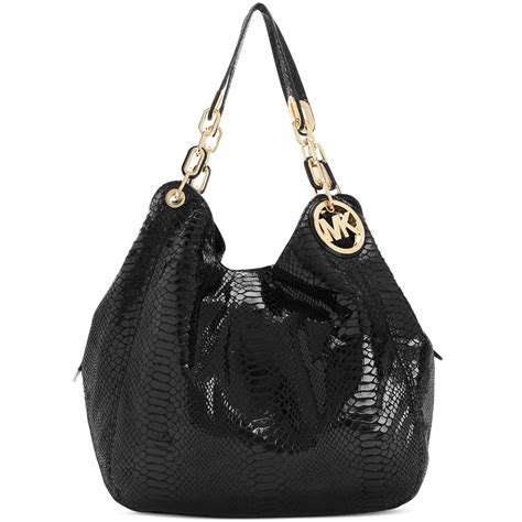 purse michael kors black|Michael Kors black patent tote.